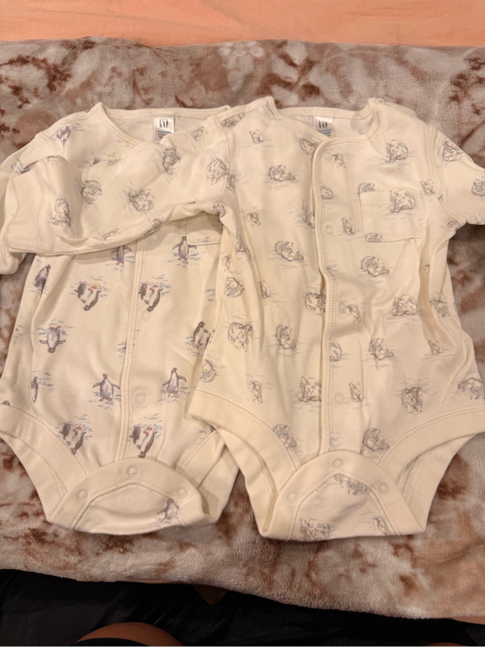 GAP Cream Penguin & Bear Printed Baby Bodysuit Set